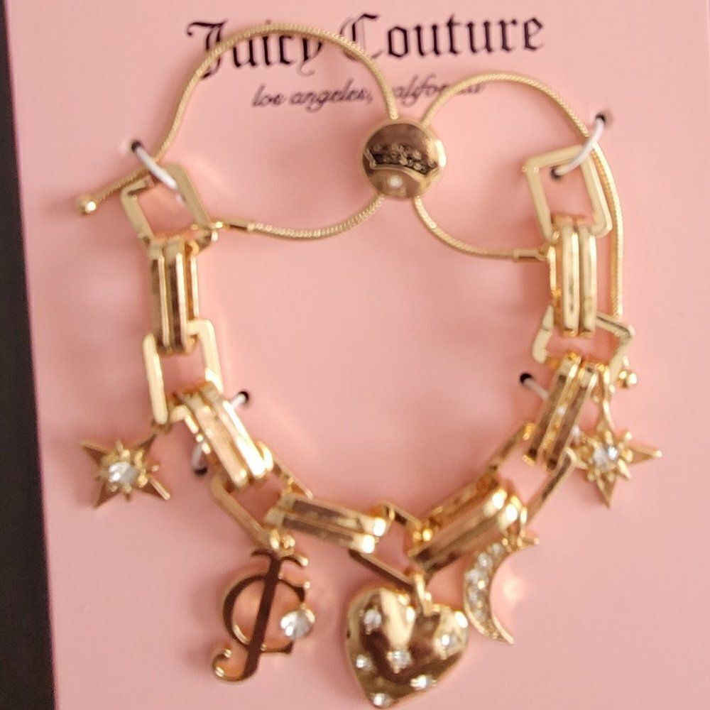 NWT  bebe Gold charms logo Bracelet